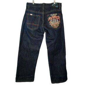 VTG Avirex Jeans Men 40x34 Blue Denim Embroidered Loose Baggy Y2K Hip Hop Skater